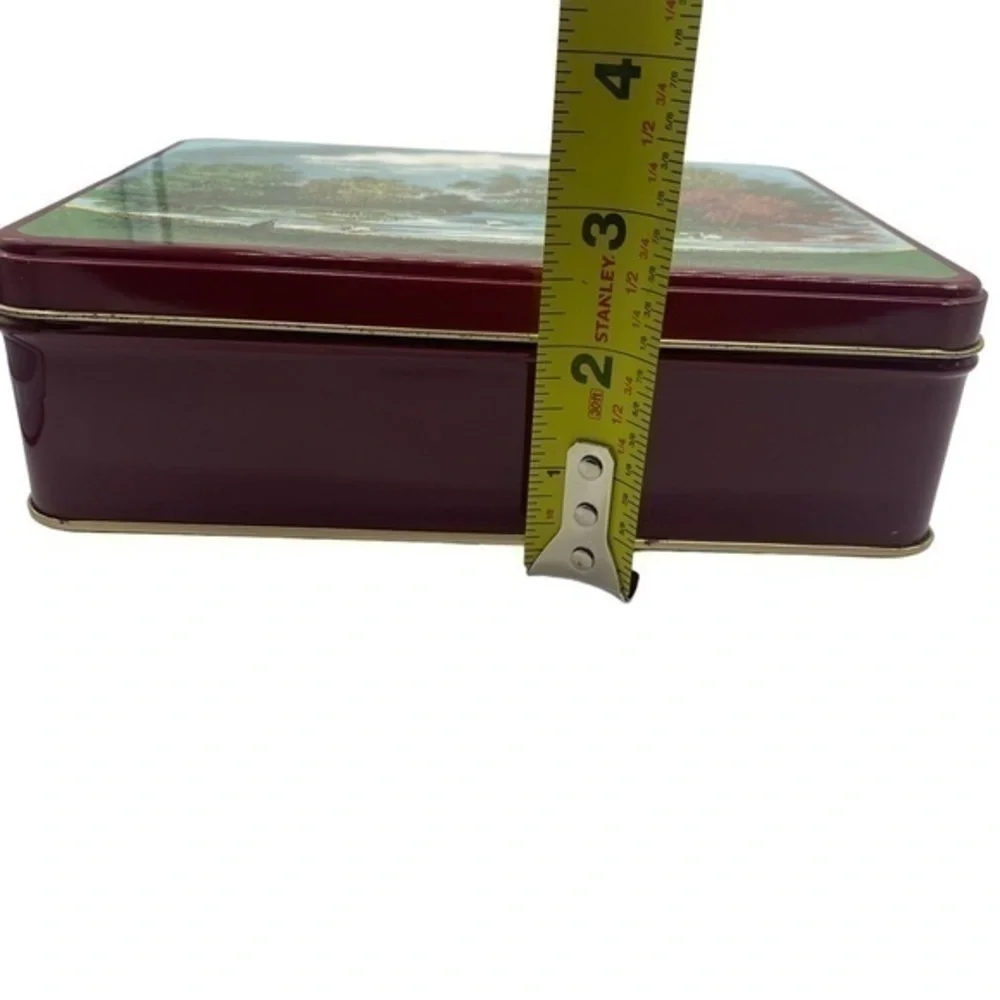 Vintage Tin with Lid of Pond with Swans and Landscaping